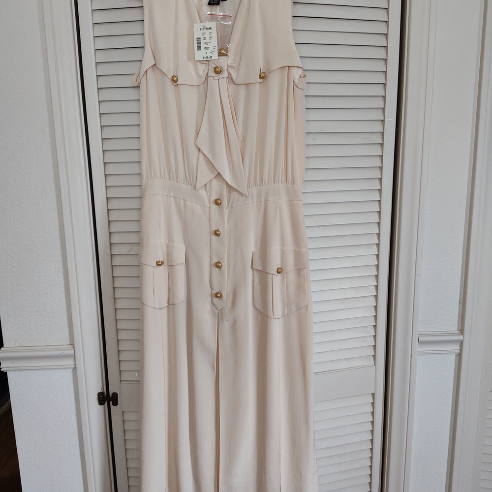 J. PETERMAN CREAM LONG SILK DRESS